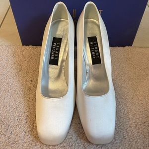 NIB Stuart Weitzman White Satin Heels